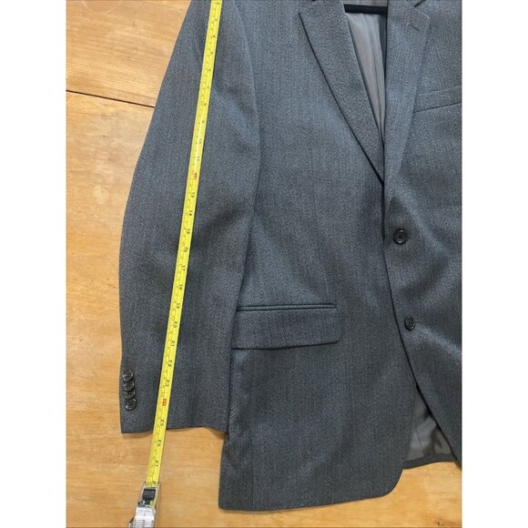 Michael Kors Jacket Mens 42L Gray Herringbone Two Button Blazer Suit Coat Career - Picture 8 of 13